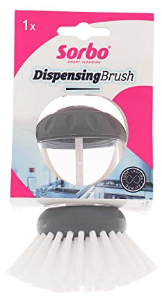 Sorbo Quick and Easy Round Dispensing Dish Brush, Pot Brush, Comfort Grip, Strong and Durable, Everyday Essential Item, Assorted Colours