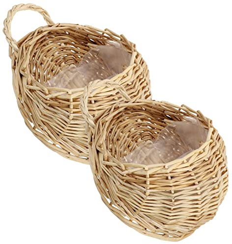 Cabilock Cesta Colgante De Mimbre 2 Unidades para Jardín Interior Y Exterior Organizador Decorativo De Pared para Plantas Y Flores Canasta Tejida De Almacenamiento Colgante 9.05X7.08X3.54In