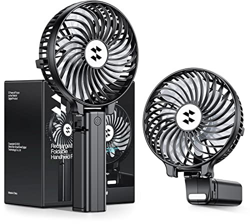 SMARTDEVIL Tragbarer Ventilator, Kleiner Elektrischer Ventilator mit Wiederaufladbarem USB-Akku, 3 Geschwindigkeiten, Faltbarer Mini-Tischventilator für Zuhause, Büro, Decke und Reisen