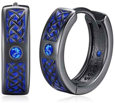 Ohrringe Herren 925 Sterling Silber Wikinger Ohrringe Männer Keltischer Creolen Schwarz Nordische Ohrschmuck Schmuck Viking Weihnachts Geschenke für Frauen Damen Manne Vatertag