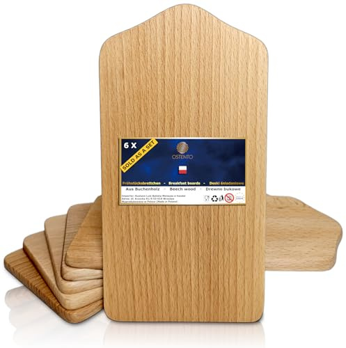 OSTENTO Frühstücksbrettchen Holz Set Kleines Schneidebrett Holzbrett für Brandmalerei, Malerei, Laser Gravur, Made in EU (6, 21x11x0,8)