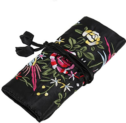 WRITWAA Rotolo collane scatole per gioielli borsa per il trasporto di gioielli borse orecchini custodia per gioielli trasportare Borsa da viaggio borsa da ricamo Organizzatore