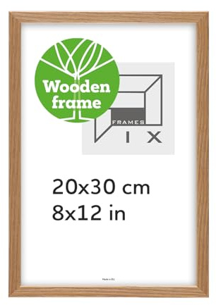 Pix FRAMES Bilderrahmen Holz 20x30cm - Fotorahmen mit Acrylglas Eiche | Holzrahmen für Wandbehänge oder Tischdekoration - Picture Frame zum Aufhängen - Holzbilderrahmen
