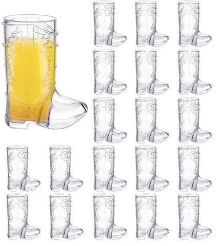 dewdat 25 Cowboy Boot Shot Glasses, 1oz Western Cowboy Beer Mugs, Reusable Cowboy Cowgirl Plas-tic Mugs for Decorations Bachelorette Supplies