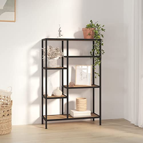 THOYTOUI Bücherregal, Aktenschrank Mehrzweckregal Lagerschrank Zeitschriftenständer Geeignet für Wohnstube Küche Werkstatt Arbeitszimmer 80x30x120 cm Stahl und Holzwerkstoff
