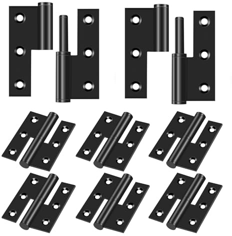 MOZCORN Black Lift Off Door Hinges 3IN for Exterior Interior,6 Pack,Right | Heavy Duty Removable H Shape Stainless Steel Hinge Repair Hardware for Indoor Outdoor DIY Projects Gates Doors