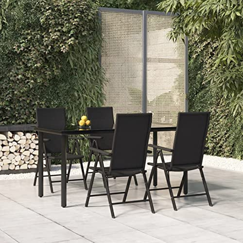Gaseeto Gartenmöbel Set Aluminium 4 Personen Sitzgruppe Garten 4 Personen alu Gartenmöbel Set 4 stühle Verstellbar und klappbar mit Tisch-5-tlg