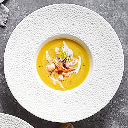 YLFFFZXK Piatti Piani in Ceramica, Ciotola in Ceramica, Piatto Fondo, Microonde, Forno E Lavabile in Lavastoviglie, per Cena E Insalata, Ristorante, Feste in Famiglia E Uso in Cucina, Rotondo, Piatto