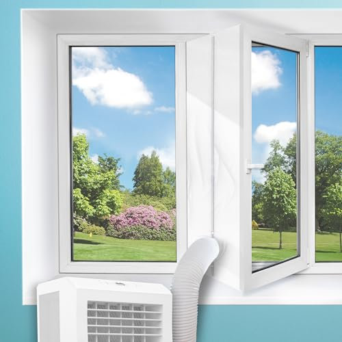 CUQOO AC Window Seal Kit 500cm – Extra Long Window Vent Seal for Portable AC Units & Dryers, Durable Zip & Adhesive Closure, Waterproof, No Drilling Required, Easy Reusable Install