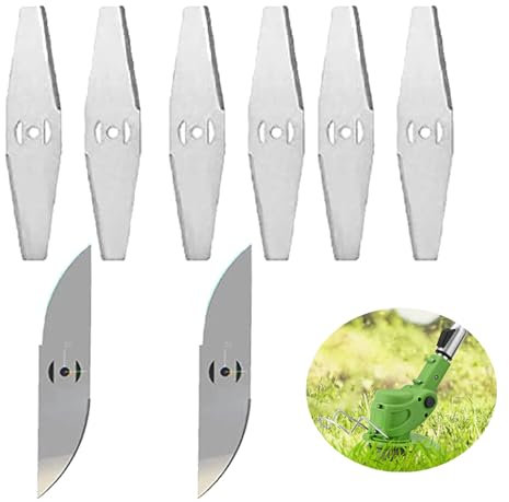 Mower Blades Metal Lawnmower Blades: 8 Pack Grass Trimmer Blade Heads Replacements,Cordless Electric String Trimmers Metal Blade. (Silver)