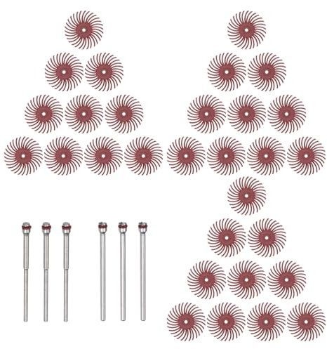uxcell Juego de 30 discos de cerdas radiales de 1 pulgada, grano 220, kit de cepillo abrasivo para pulir huecos, surtido de ruedas de pulido con mandriles de vástago de 1/20.3 cm 3/81.3 cm para