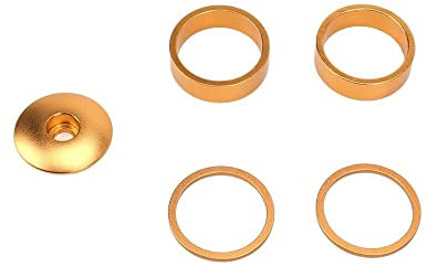 SteuersäTze Ultraleichtes Fahrrad-Vorbaukappen-Abstandshalter-Set 4-6 Stück Aluminium-Abstandshalter Steuersatz-Vorbauabdeckung und Abstandshalter-Kit 2 mm/5 mm/10 mm Zubehör Ahead Kappe(Gold)