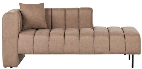 Beliani Chaiselongue Links Samt braun mit schwarzen Metallbeinen Kissen modern Lannils