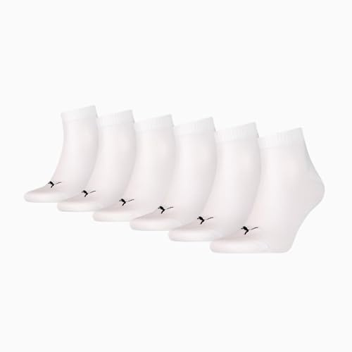PUMA Unisex kvartsstrumpor sneakers ankelhöga för kvinnor män 6-pack, 002 – vit/vit, 43-46 EU