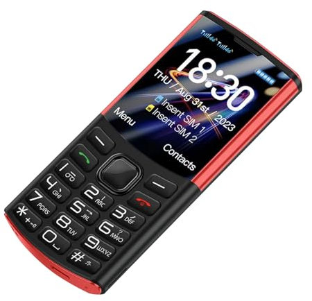 OZTYSGXM Telefono Cellulare Anziano Portatile, Telefono Cellulare Dual SIM Big Pulsante+Funzione SOS/One Touch Composizione Voce Commerciale+Flash LED Facile Usare per Anziani, Studenti,Black