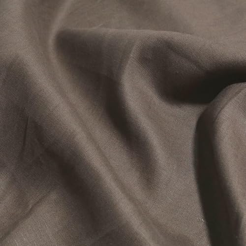 TOLKO 50cm Leinenstoff Meterware natur Leinentuch für Kleider Hose Rock Bluse Hemd Vorhänge Gardinen Kissen Bettwäsche | 130cm breit | Stoffe zum Nähen Meterware Leinen Stoff kaufen (Braun)