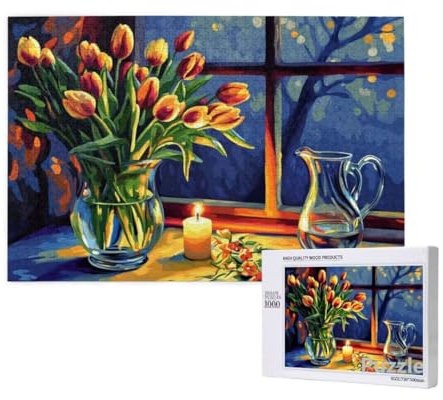 Tulpe Puzzle 2000 Teile Erwachsene, Groß Puzzle Kerze Muster Design, Holz Jigsaw 99x70cm Size mit Geschenkboxverpackung for Wanddeko Wohnzimmer, Geschenke für Frauen, Geschenke für Männer,Model1404