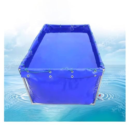 Faltbarer, wasserdichter Fischteich – strapazierfähiges 0,5-mm-Planen-Wasserspeicherbecken für Koi, Schildkröten und Salzwasserfische, temporäres Segeltuchbecken (0,8 x 1,2 x 0,5 m) – Ablauf