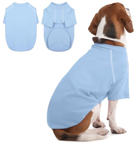 IECOii XL hundtröja, fleece hundtröjor för medium – stora raser, stretchig pullover mjuk husdjurströja med ärm, lätt fleece vovve väst för beagle, pudel, cockerspaniel, blå, X-Large