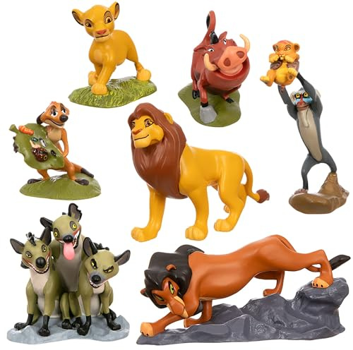 Disney Store Official, Der König der Löwen, Set mit 7 Figuren, 4-10 cm | Mit Simba, Timon, Pumbaa, Rafiki, Scar und den Hyänen, perfekt zum Nachspielen von Abenteuern aus dem Film, ab 3 Jahren