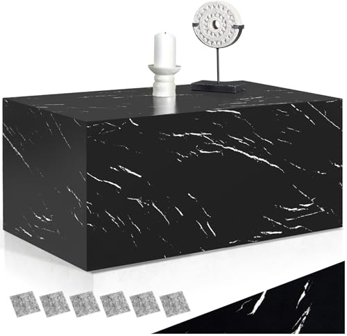tectake® Couchtisch in Marmor Optik, Beistelltisch, moderner Wohnzimmertisch, Sofatisch, Tisch Wohnzimmer, Deko Wohnzimmer, Couch Tisch, Schlafzimmer Nachttisch - Marmor Optik schwarz, 90 x 50 x 40 cm
