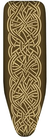 Housse Table à Repasser 120x40 Jaune Marron Taille Universelle, avec Rembourrage, Cordon de Serrage, résistant aux brûlures et à la saleté, Durable et Facile à Installer