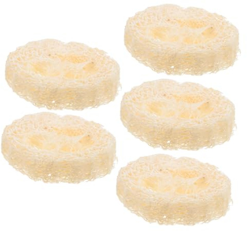 VALICLUD de Esponja de Lufa Natural Porta Jabones de Loofah Beige para Baño y Ducha 5 Piezas Forma Simple Que Mantiene el Jabón Seco y Material Vegetal