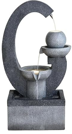 Qingyinge 31'' H Modern Outdoor Fountain Resin Outdoor Garden Fountains with Contemporary Design LED Light for Garden, Patio, Deck, Porch, Backyard and Home Art Decor