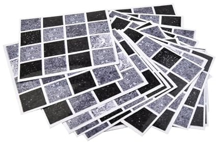 WAZUBC 40 Pezzi Adesivi per Piastrelle In Marmo, 10cm x 10cm Autoadesivi Quadrati Impermeabili a Mosaico per Bagno, Parete, Decorazione per la Casa