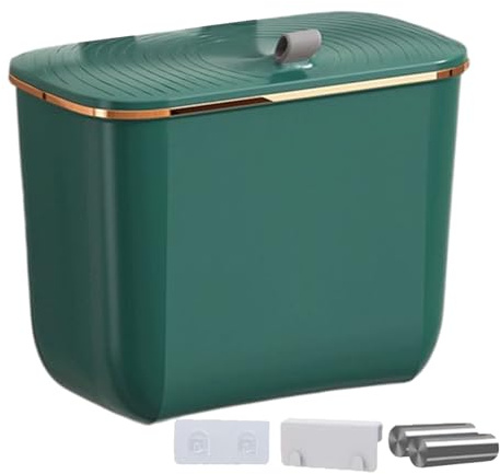 Wandkorb | Komposteimer mit Deckel | 7 l Behälter mit Säcken, Kompostkorb, kompakt montierbar, für Badezimmer, Schlafzimmer, Camping