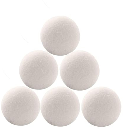Natural Wool Dryer Balls, 6 Pcs Reusable 6cm Tumble Dryer Balls for Faster, Softer Drying and Reduced Clothing Wrinkles and Static, Chemical-Free for Sensitive Skin