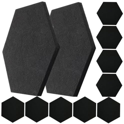 CONGARTENO 12 Paneles Acústicos Hexagonales De Fieltro Autoadhesivos Para Decoración De Paredes y Absorción De Sonido