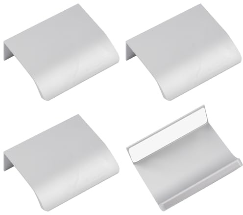 MOROBOR 4 Pack Fingerrandgriffe, Instant-Schubladengriffe für Schränke runde verdeckte moderne Schubladengriffe für Schrankbeschläge Kleiderschränke, 50 mm/Silber