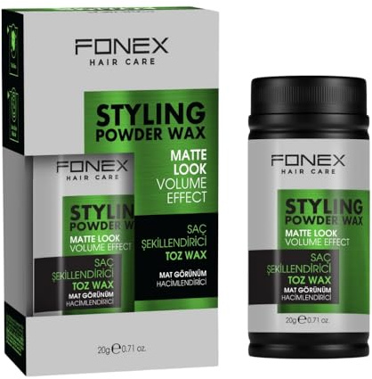 Fonex Powder Wax Matte Look Poudre coiffante pour cheveux 20 g – Poudre coiffante mate pour le volume, la texture et la tenue forte – Effet anti-graisse – Unisexe