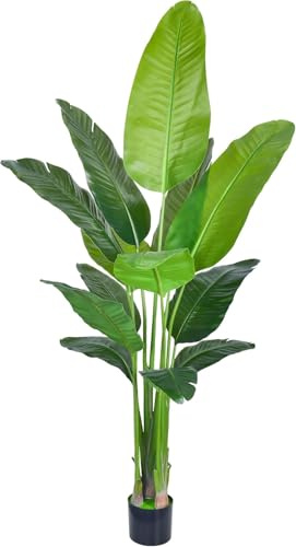 Konstgjord växt stor 180 cm konstgjord paradisfågel med 13 blad, perfekta konstgjorda växter, palm i kruka för hem, kontor, trädgård, modern dekoration