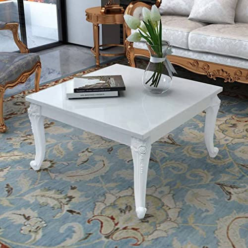 FUDUGEHMIOFWFJJ Table Basse Design Moderne 80x80x42 cm en Blanc Brillant laqué, Meuble de Salon élégant et Fonctionnel pour séjour, Salle à Manger ou Bureau, Facile Nettoyer et à Assembler