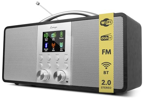 Lemega IR6 Internet Radio with Podcasts & Bluetooth Streaming, DAB/DAB+ & FM Stereo Radio, 2.0 Dual Speakers, 150 Presets, Alarm Clock, Rechargeable Battery, Premium Wooden Cabinet & Aluminium Handle