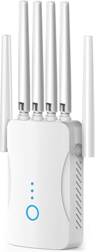 Répéteur WiFi 6 Antennes 250m², Amplificateur WiFi Grande Portée, Prolongateur avec Port Ethernet, WPS, AP/Répéteur - Installation Facile, Compatible Box Orange SFR Free Bouygues