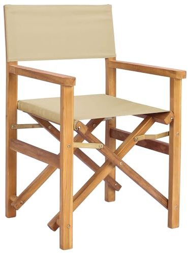vidaXL Regiestuhl Braun und Beige Massives Teakholz