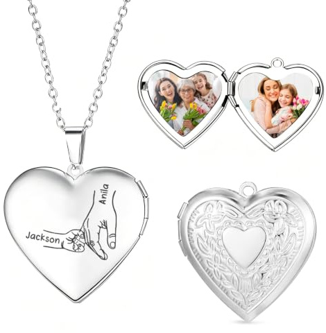 Presentimental Personalisierte Foto Kette Herz Medaillon Mit Bild Namensgravur Edelstahl Kette Geschenk Fuer Mama Ehefrau Freundin Tochter Zum Geburtstag Jahrestag Muttertag Weihnachten