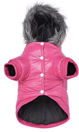 LESYPET Dog Coat for Small Dogs, Windproof Doggie Puffer Jacket with Leash Hole, Extra Warm Dog Jacket Winter Coat, Pink M