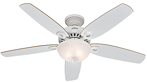 Hunter 132 cm | 52 pouces Builder Deluxe Ventilateur de Plafond Blanc Neige avec Système d'Éclairage et Chaînette, 50570