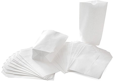 Große Kreuzbodenbeutel, 25 Stück: Papiertüten Weiß, Bodenbeutel Papier, Papiertüte zum Basteln, Geschenktüte für Lebensmittel & Give-Aways, Verpackung zum Befüllen, Papierbeutel, 16,5 x 26 x 6,5 cm