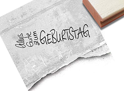 Stempel Textstempel Alles Gute zum Geburtstag, in Handschrift - Schriftstempel für Glückwünsche Karten Geschenkanhänger Geschenk Deko - zAcheR-fineT
