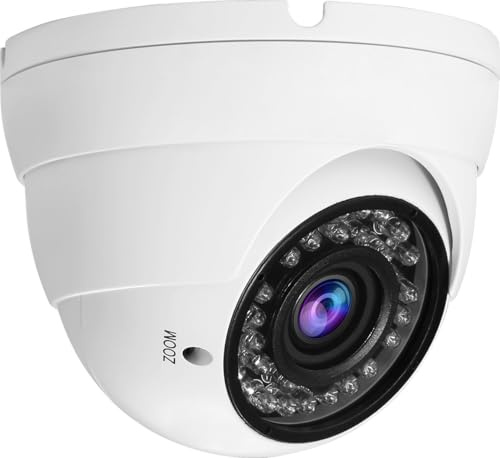 2MP CCTV Camera HD 1080P 4-in-1 (TVI/AHD/CVI/960H/CVBS) Security Dome Camera, 2.8-12mm Varifocal Lens Analog Video Surveillance, Wide Angle Viewing Day & Night Indoor Outdoor Waterproof (White)