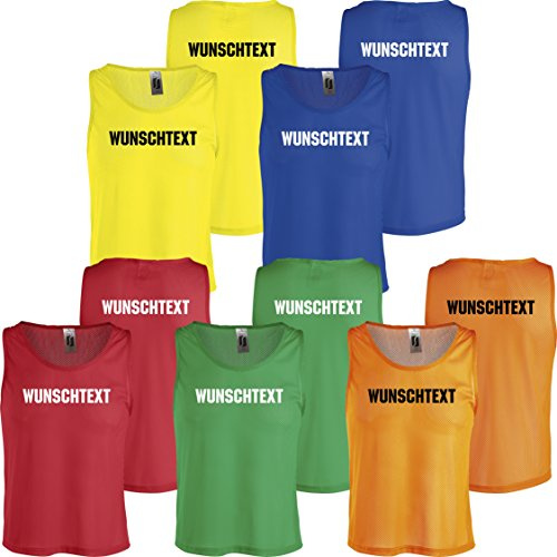 Nashville print factory Leibchen Bedruckt mit Wunschtext Fußball Training Netzhemd Markierungshemd Weste (Orange, XL)
