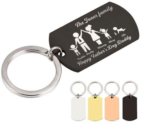 howson london Personalised Keyring Mothers Day Gifts from Daughter Son for Mum Nan Grandma Nanny Engraved Gift Titanium Steel Army Keychain Dog Tag Key Ring(Any Text, Black)