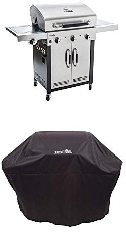 Char-Broil Advantage Series 345S - 3 Brenner Gasgrill mit Seitenbrenner, Edelstahl + Wetterschutzhaube