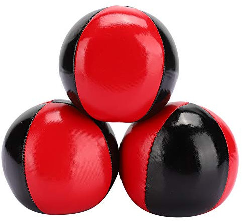 Yanmis Jonglierball 3 PCS, tragbarer Jonglierball Rot Schwarz Leder Jonglierball Indoor Spiel Jonglierball für Anfänger Kinder Erwachsene