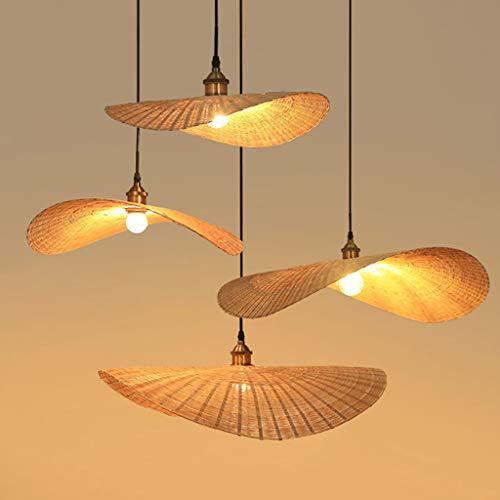 Sud-Est Asiatico Stile Classico Fatto A Mano in Rattan Bambù Lampadario A Soffitto Lampada A Sospensione Paralume Creativo Cappello Di Paglia Design Lampadario, E27 Bar Caffè Bambù Tessitura Luci,50cm